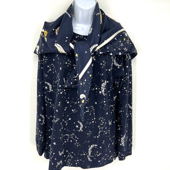 Chicos Womens Astrology Long Sleeve Top and Large Silk Scarf Set Chico's Size 2 - Picture 1 of 11